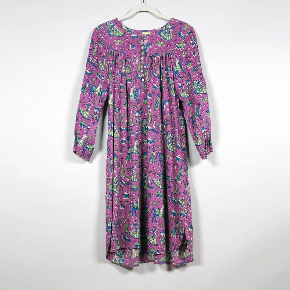 Matta Purple and Green Patterned Midi Dress